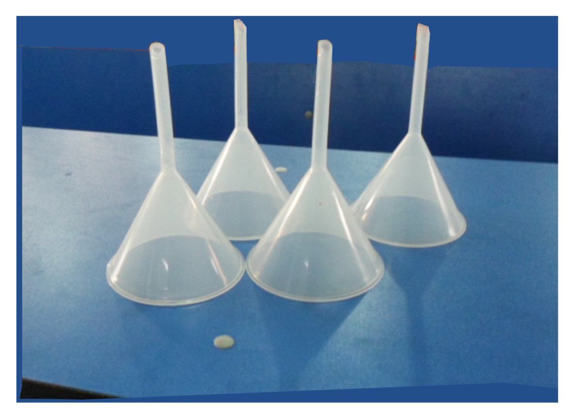 Lab filter funnels made in plastic for filtration.