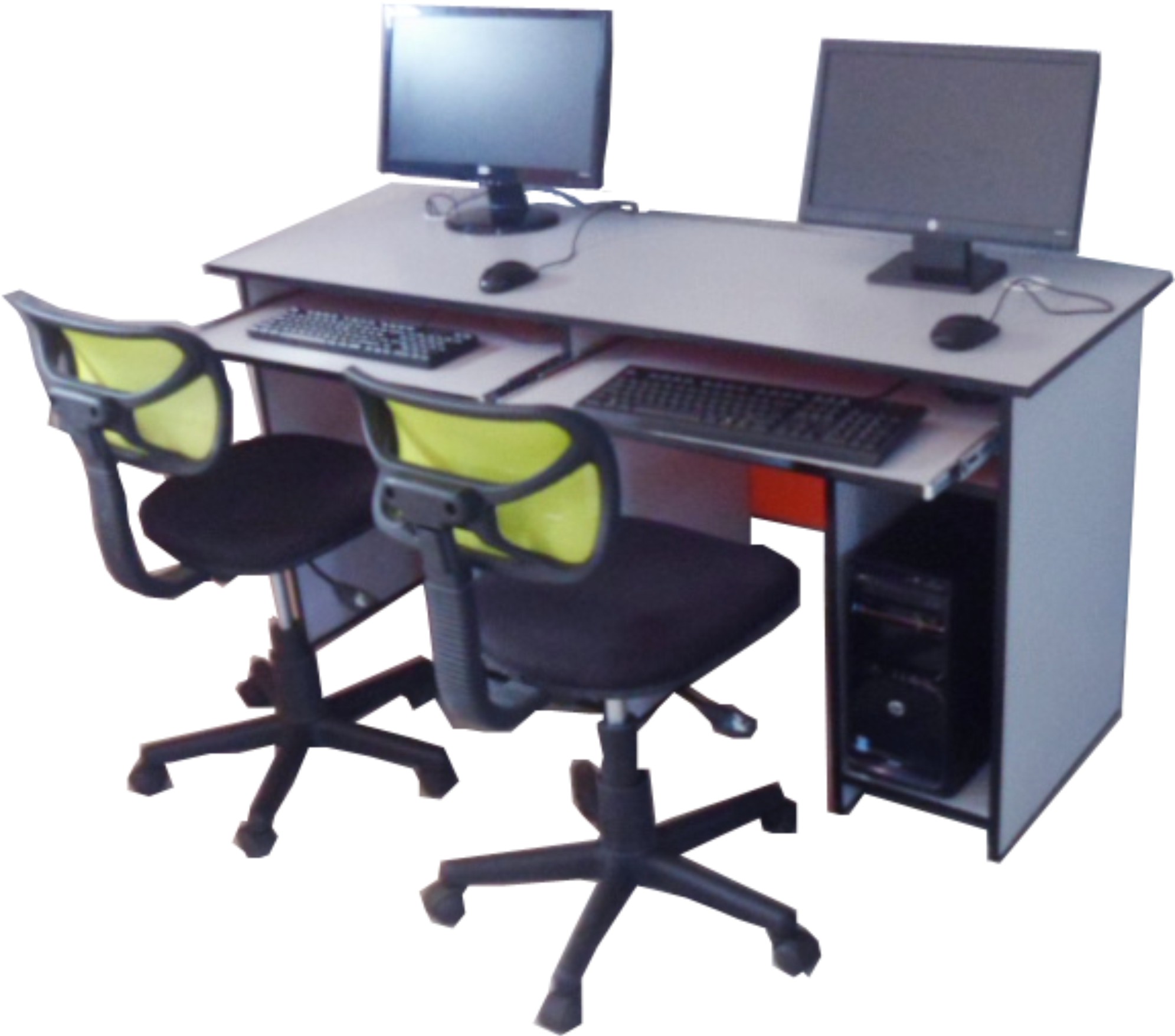 double-desk-computer-table-and-swivel-chair