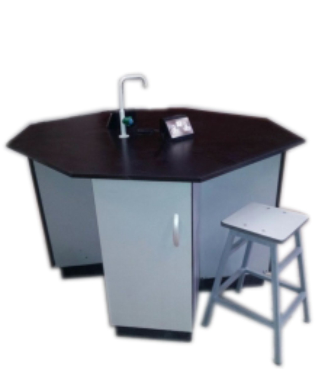 laboratory-worktop-with-sink-cabinets-and-stool